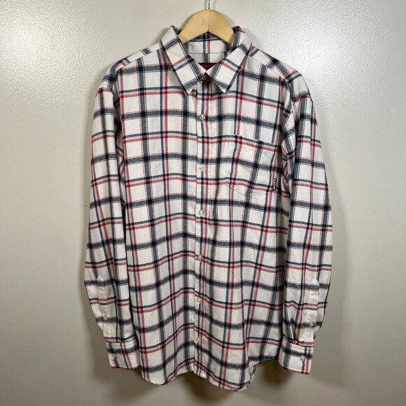 Burton Dry Ride Colombo Flannel Button Down Plaid Shirt Mens Size Large White - Picture 1 of 10
